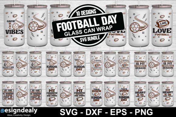 Football Glass Can Wrap SVG Bundle: Graphics for Crafts
