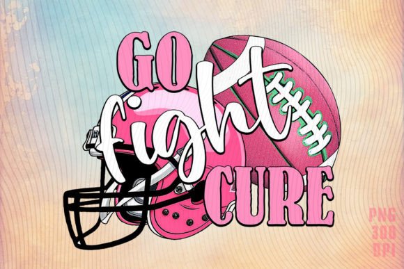 Go Fight Cure US Football Breast Cancer Graphics for Crafts & Digital Selling