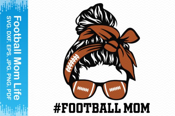 Messy Bun Football Mom Clipart: Graphics for Crafts & Local Business Branding